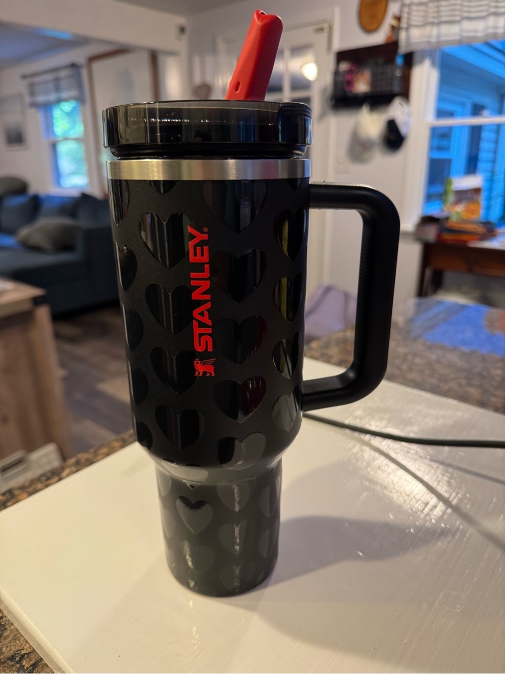 Stanley 40oz black with hearts